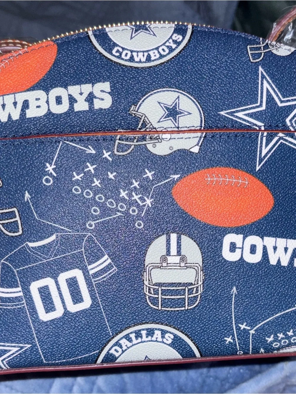 Dooney & Bourke Navy Dallas Cowboys Logo Crossbody with Tan Trim